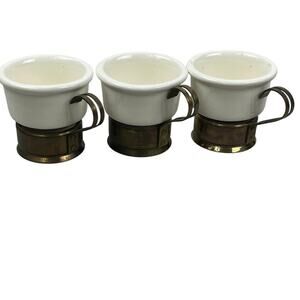 Set of 3 Vintage BEUCLER BBrass Bottom Coffee Tea Espresso Cups